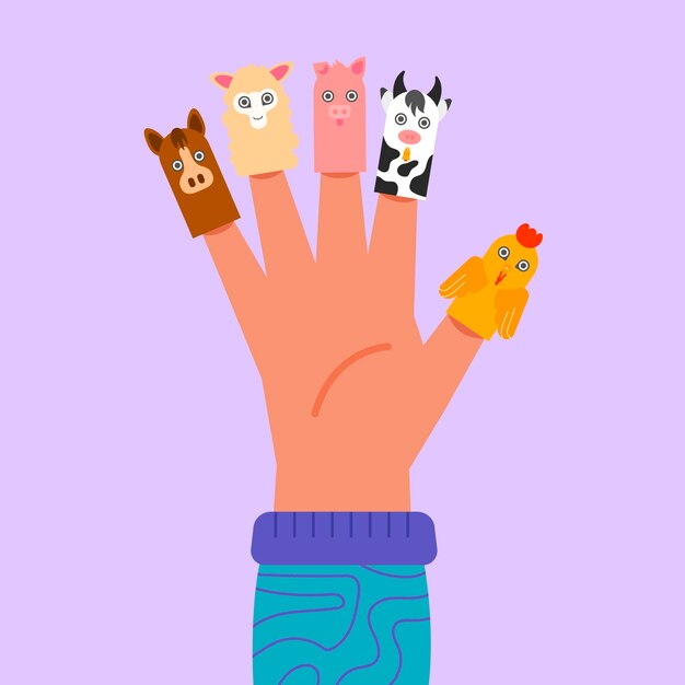 Organic flat finger puppet collection