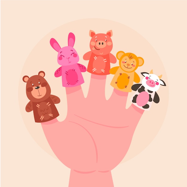 Free vector organic flat finger puppet illustration