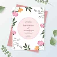Free vector organic flat floral wedding invitation template