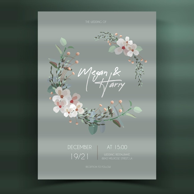 Free vector organic flat floral wedding invitation