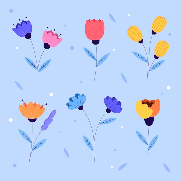 Free vector organic flat flower collection