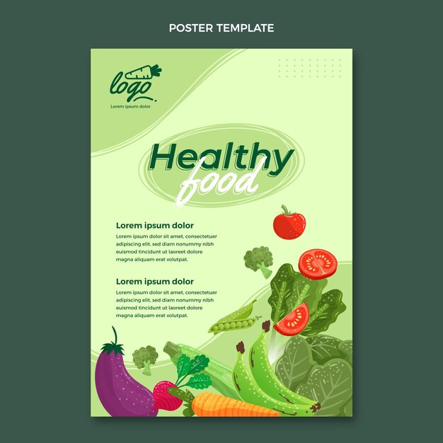 Плакат с органической плоской едой