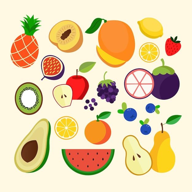 Organic flat fruit collection