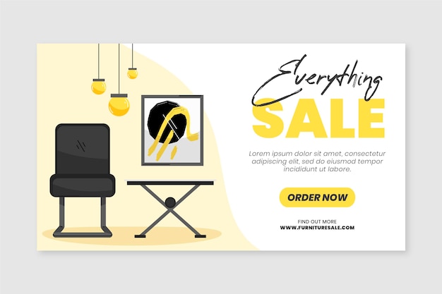 Organic flat furniture sale banner template