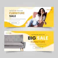 Free vector organic flat furniture sale banner template