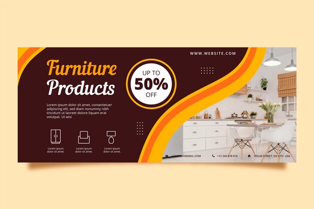 Organic flat furniture sale banner with photo