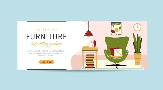 Organic flat furniture sale banner