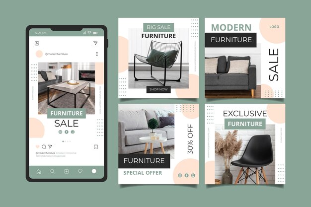 Organic flat furniture sale instagram post collection