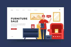 Free vector organic flat furniture sale landing page template