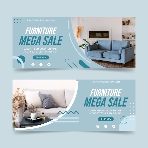 Organic flat furniture sale landing page with photo