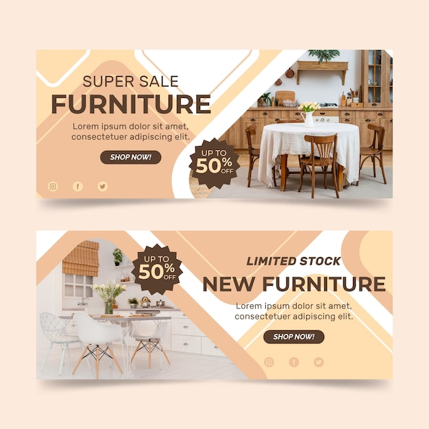Бесплатное векторное изображение Целевая страница продажи органической плоской мебели с фото