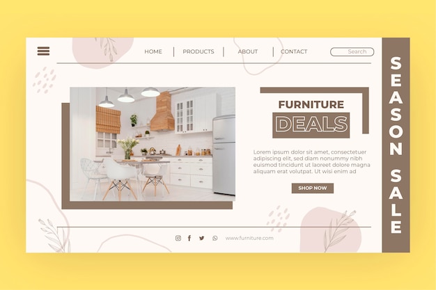 Free vector organic flat furniture sale landing page with photo