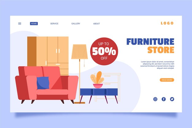organic flat furniture sale landing page