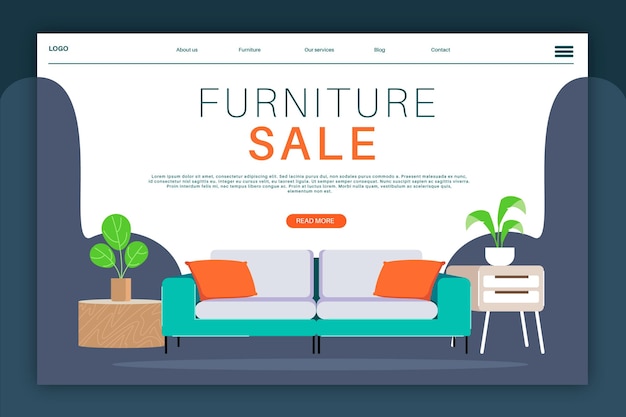 Free vector organic flat furniture sale landing page