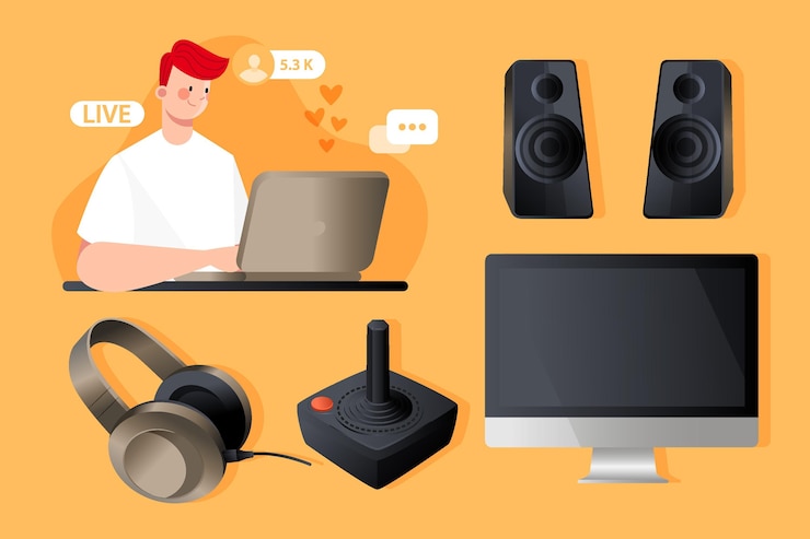 Free Vector organic flat game streamer elements collection