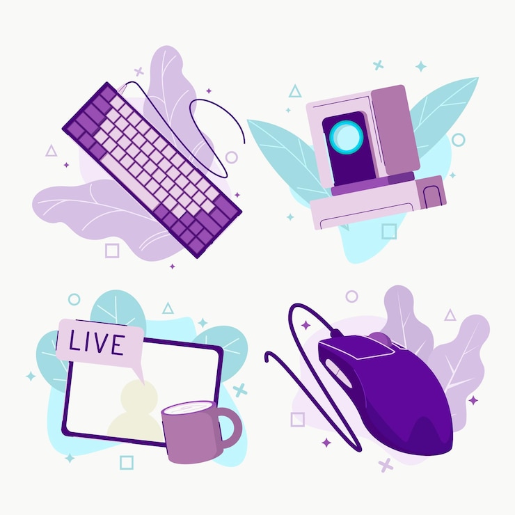 Free Vector organic flat game streamer elements collection