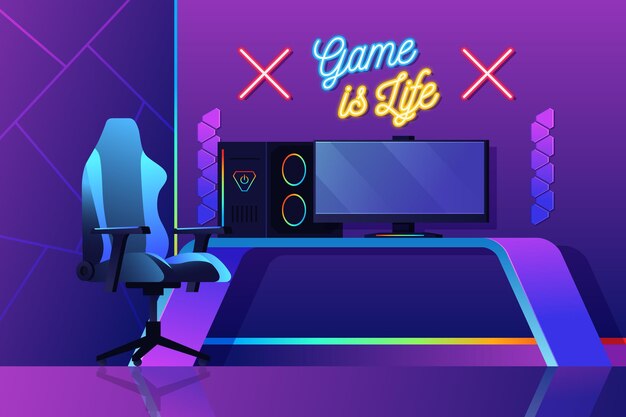 Органическая плоская игровая комната на иллюстрации