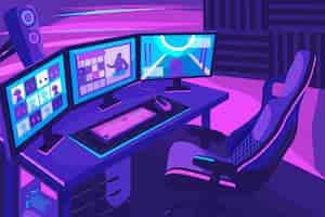 Free vector organic flat gamer room illustration