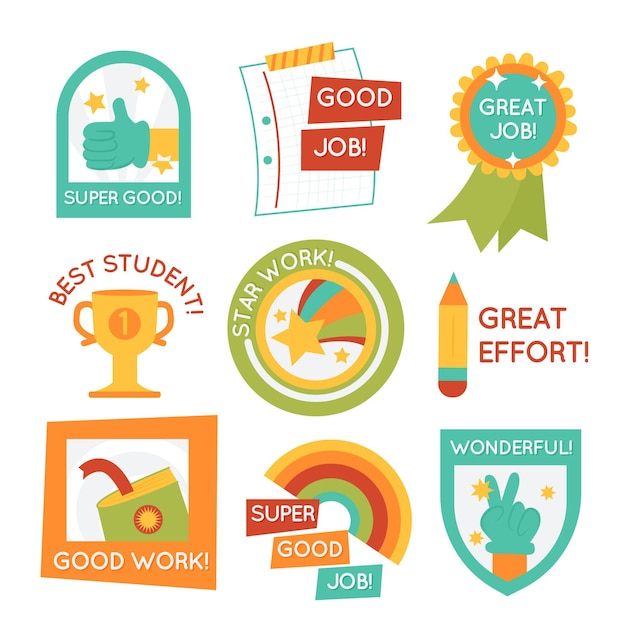 Free vector organic flat good job and great job stickers