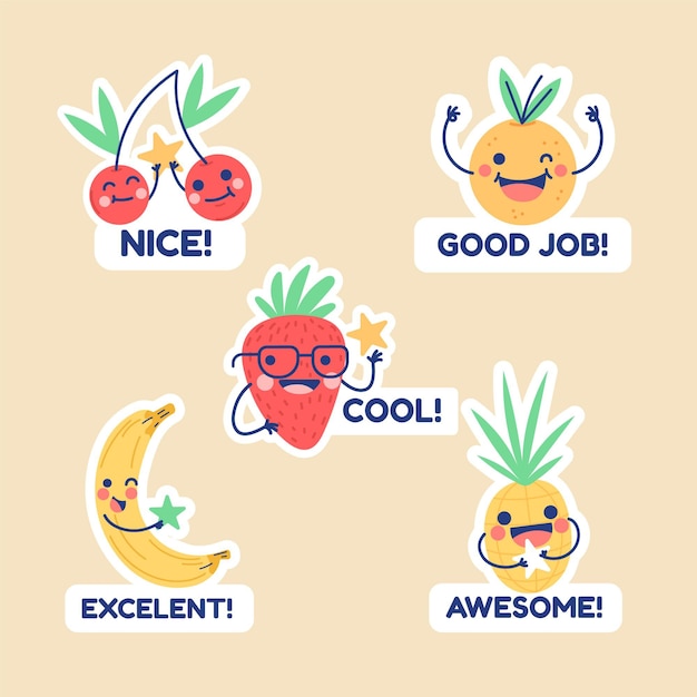 Organic flat good job and great job stickers