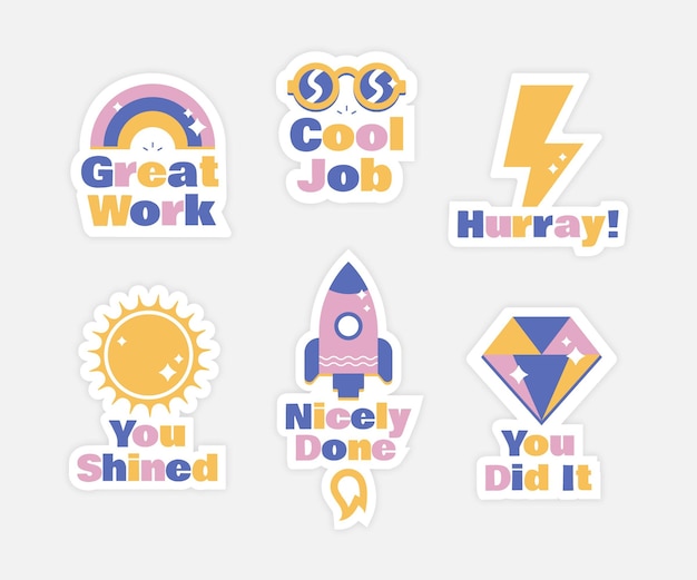 Free vector organic flat good job stickers set