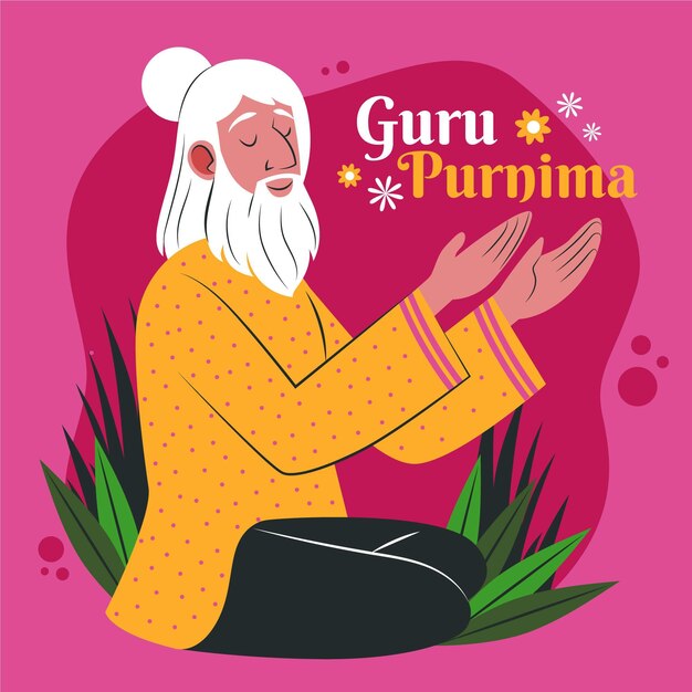 Organic flat guru purnima illustration