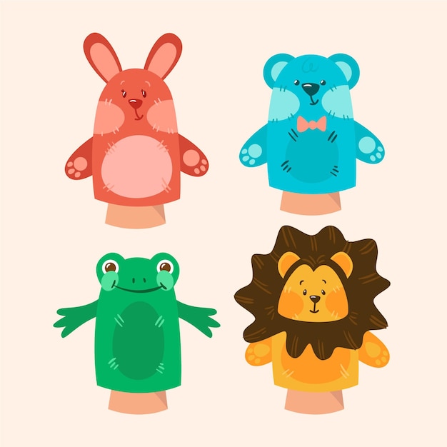 Organic flat hand puppet collection