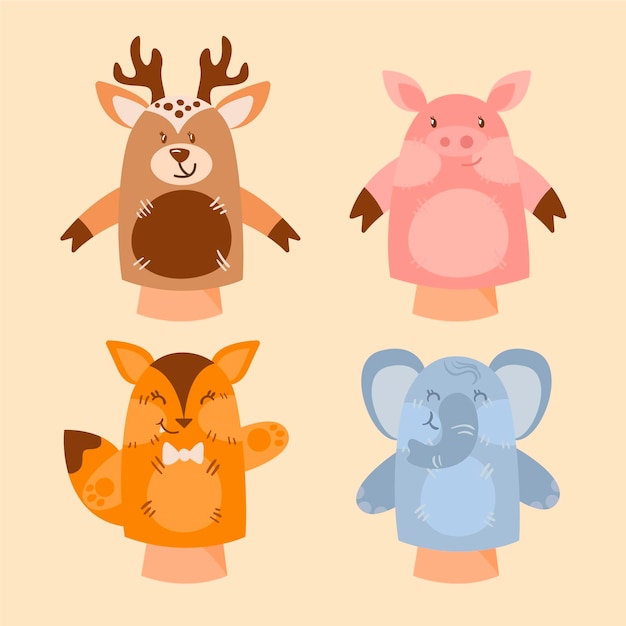 Free vector organic flat hand puppet collection