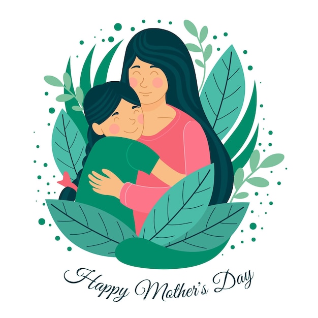 Organic flat happy mother's day illustration