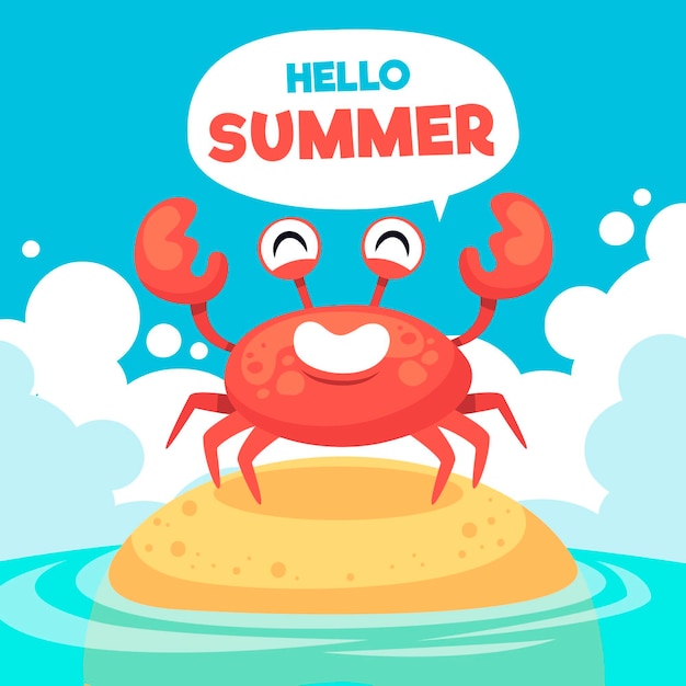 Organic flat hello summer illustration