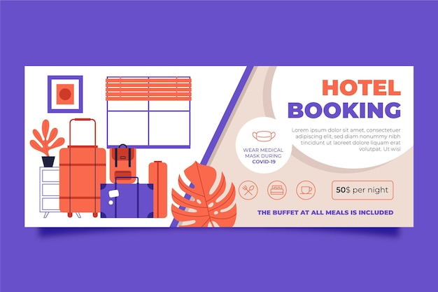 Free vector organic flat hotel banner template