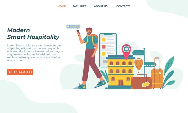 Organic flat hotel landing page template