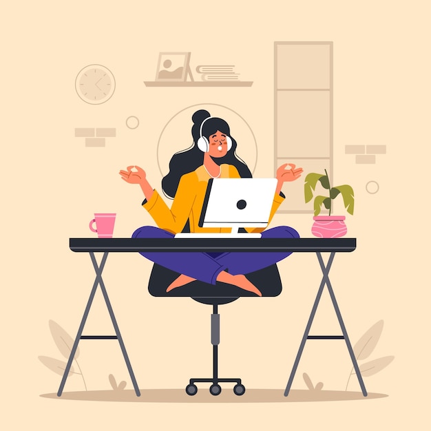 Free vector organic flat illustration businesswoman meditating