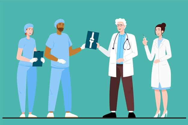 Organic flat illustration doctors and nurses