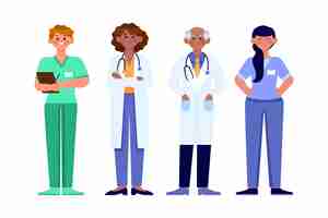 Free vector organic flat illustration doctors and nurses