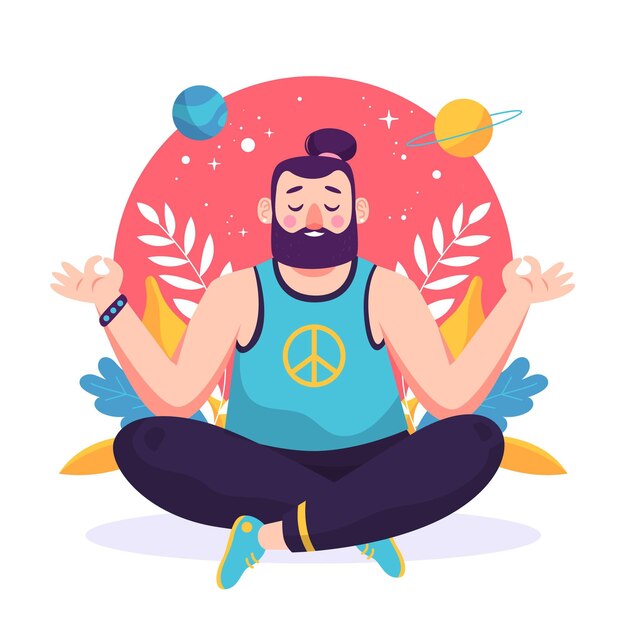 Organic flat illustration man meditating