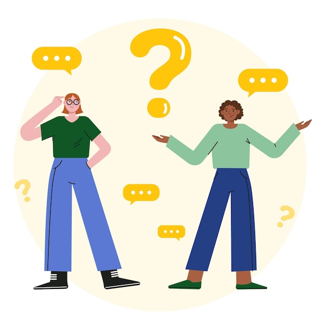 Free vector organic flat illustration people asking questions