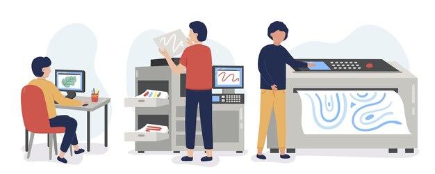 Organic flat illustration printing industry