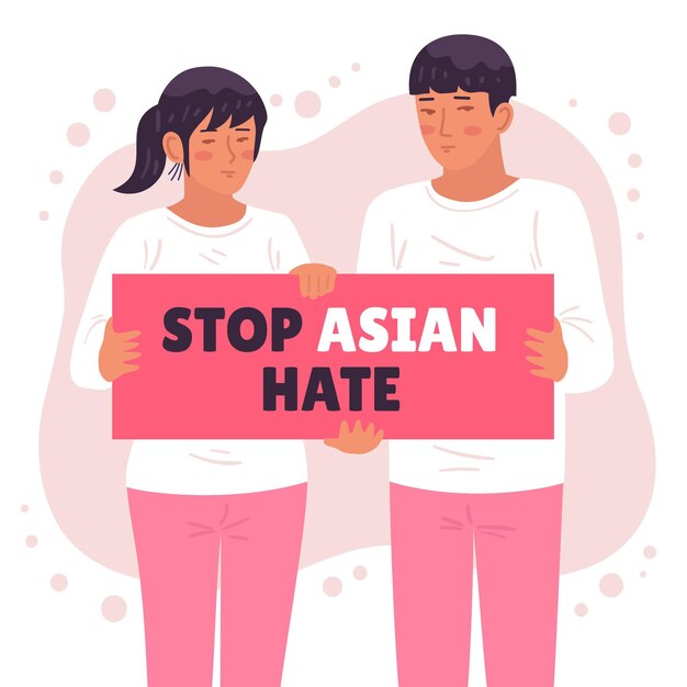 Organic flat illustration stop asian hate