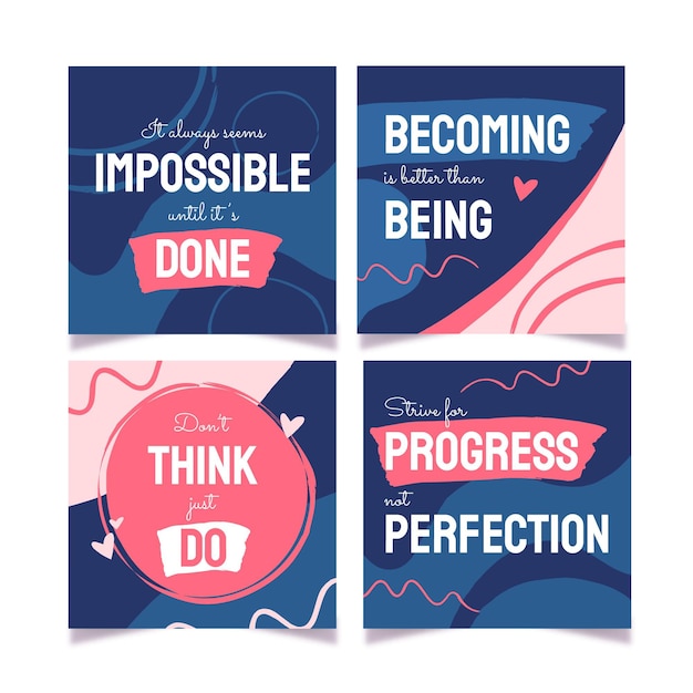 Free vector organic flat inspirational quotes instagram post collection