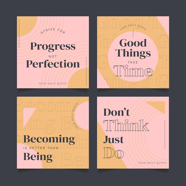 Free vector organic flat inspirational quotes instagram post collection