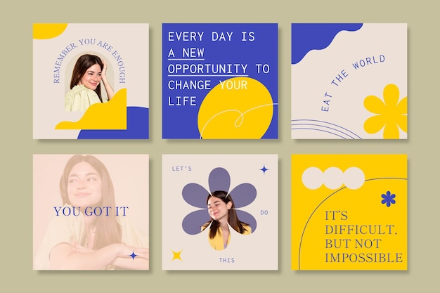 Free vector organic flat inspirational quotes instagram post collection