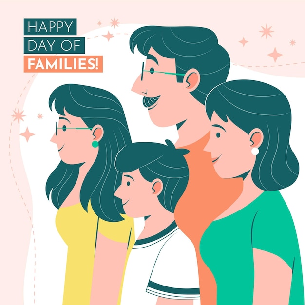 Органический плоский международный день семьи иллюстрация