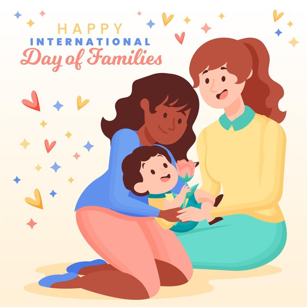 Organic flat international day of families illustration