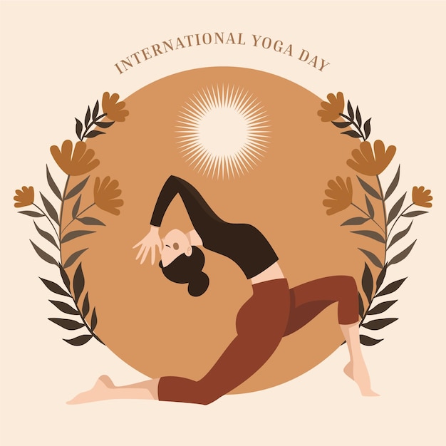 Бесплатное векторное изображение Органический плоский международный день йоги иллюстрации
