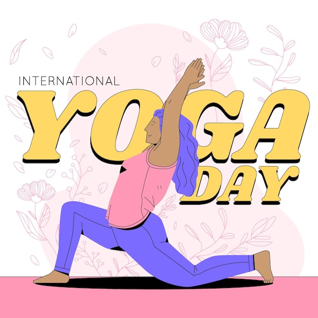 Органический плоский международный день йоги иллюстрации