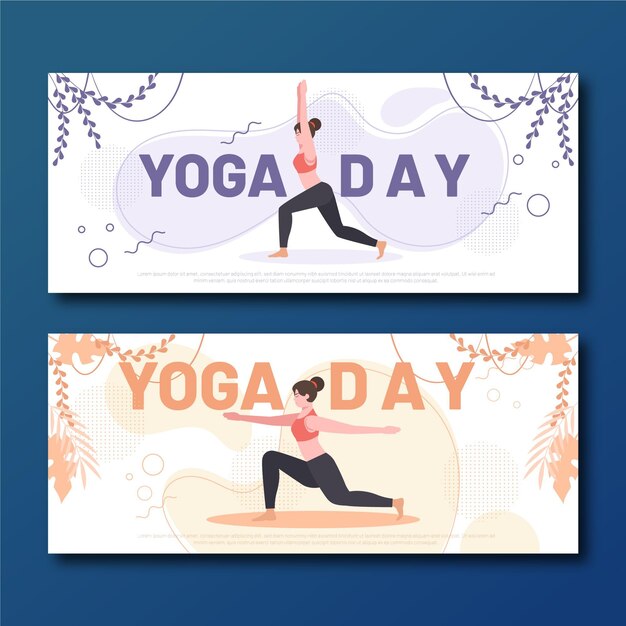 Organic flat international day of yoga banner template