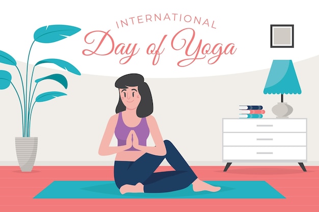 Vettore gratuito giornata internazionale piatta organica dell'illustrazione di yoga