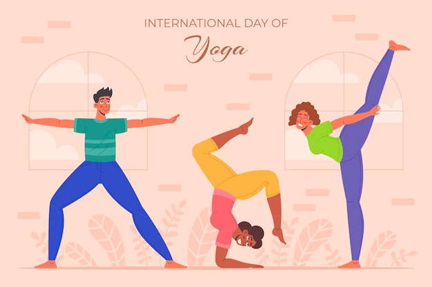 Organic flat international day of yoga illustration