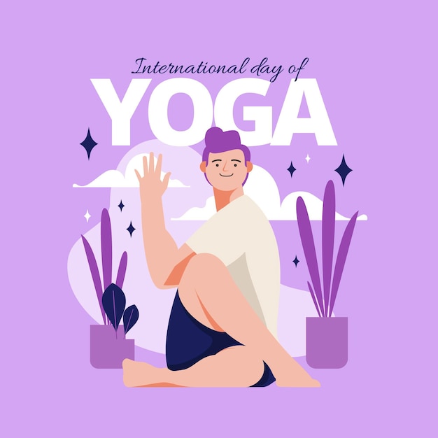 Organic flat international day of yoga illustration